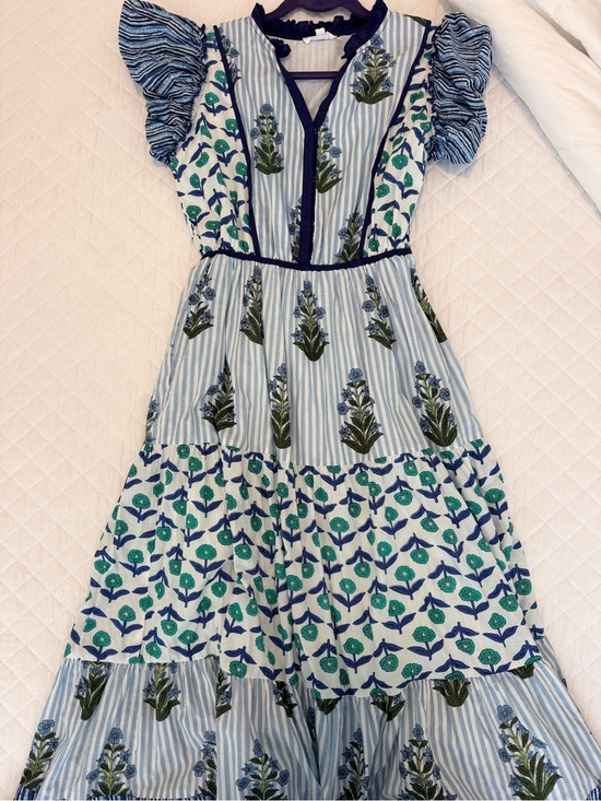 THML Dresses & Skirts - THML Blue White Green Floral Tiered Maxi Dress